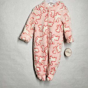 Minibean One-piece Soft Fizzy Bunny Print Hooded Bunny Ears Baby Girl 3-6 months